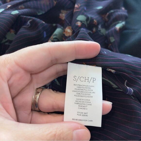 Cabi Black Magenta Pinstripe Ruffle Cami Fall 2018 #3607 Size Small - Picture 4 of 4